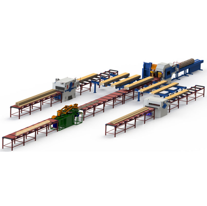 Automatic Multiple Blades Ripsaw Rip Saw Wood Sawing Line to process logs into timber